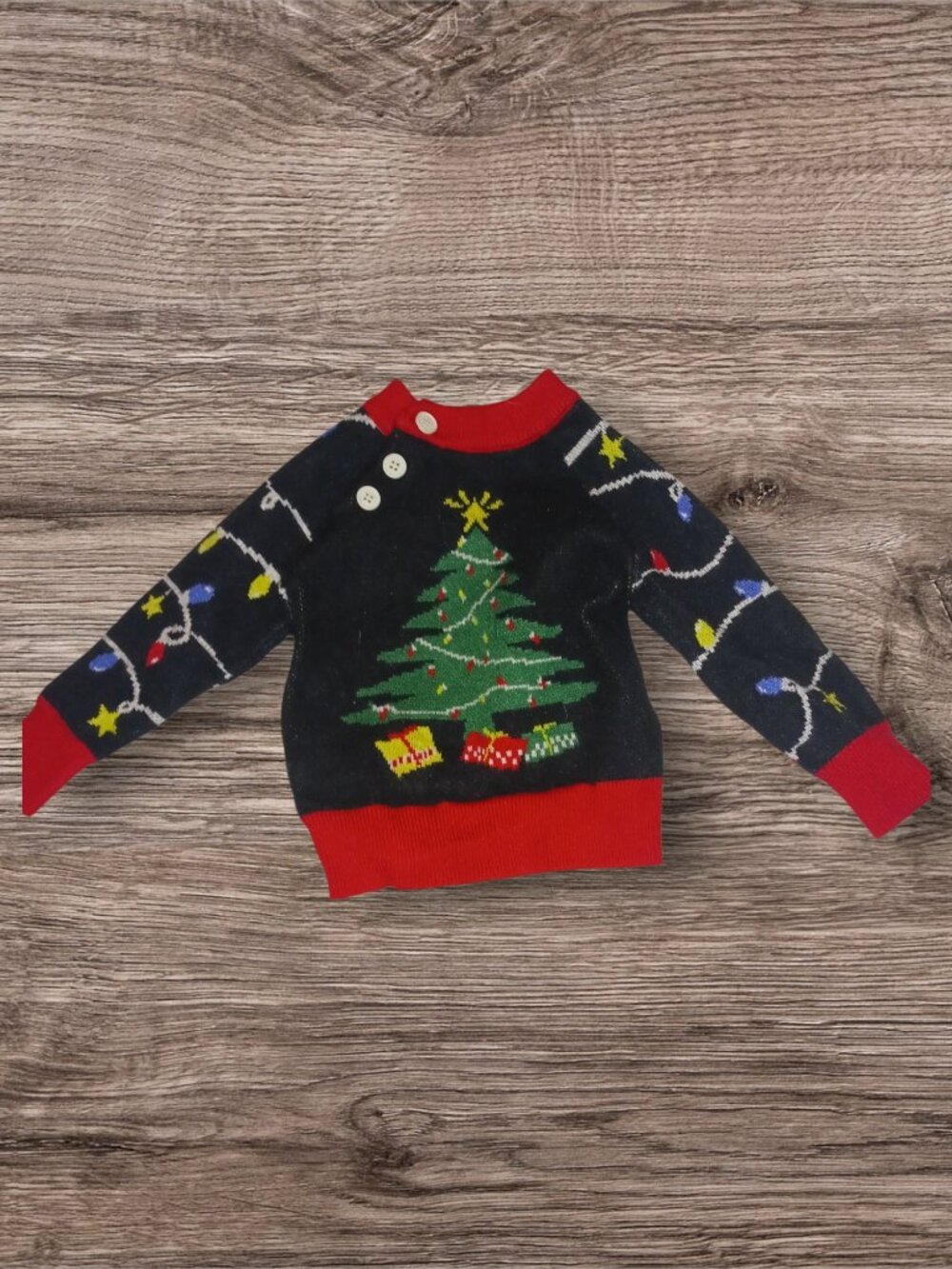 Baby Christmas Tree Ugly Christmas Sweater 0-3 Months Holiday Infant Pullover